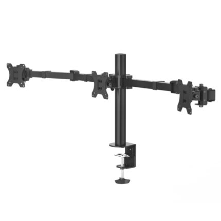 Supporto da tavolo Hama con bracci articolati per 3 monitor da 13 a 27" - Capacità 7 kg - Inclinazione 25º - Altezza regolabile - Rotazione 180º - Acciaio - VESA 100x100 - 139