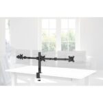 Supporto da tavolo Hama con bracci articolati per 3 monitor da 13 a 27" - Capacità 7 kg - Inclinazione 25º - Altezza regolabile - Rotazione 180º - Acciaio - VESA 100x100 - 139,4x17,49x40,43 cm - Colore nero - immagine 5