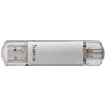 Hama Laeta Memoria Pendrive USB 3.0 con cappuccio - Capacità 16 GB - Trasferimento 40 Mb/s - Funzione OTG - USB-C - USB-A - Corpo in metallo - Colore argento - immagine 3