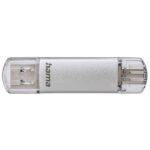 Hama Laeta Memoria Pendrive USB 3.0 con cappuccio - Capacità 32 GB - Trasferimento 40 Mb/s - Funzione OTG - USB-C - USB-A - Corpo in metallo - Colore argento - immagine 3