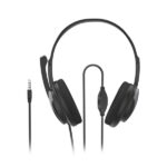 Hama Hs-P100 V2 Cuffie con microfono omnidirezionale - Cavo da 2 m - Jack da 3,5 mm - Archetto regolabile - Cuscinetti in rete - Colore nero e argento - immagine 3