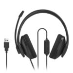 Hama Hs-USB300 V2 Cuffie con microfono omnidirezionale - Cavo da 2 m - Archetto regolabile - Cuscinetti in rete - Colore nero - immagine 3