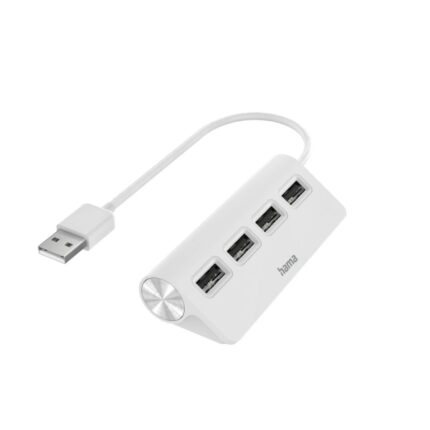 Hama Essential Hub USB 2.0 - Cavo USB-A integrato da 15 cm - USB-A femmina x4 - Colore bianco