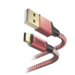 Cavo USB riflettente Hama - Lunghezza 1,5 m - USB-A maschio - USB-C maschio - Nylon - Velocità fino a 480 Mbps - Placcato in oro - Colore rosso - immagine 3