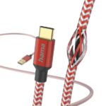 Cavo USB riflettente Hama - Lunghezza 1,5 m - USB-A maschio - USB-C maschio - Nylon - Velocità fino a 480 Mbps - Placcato in oro - Colore rosso - immagine 4