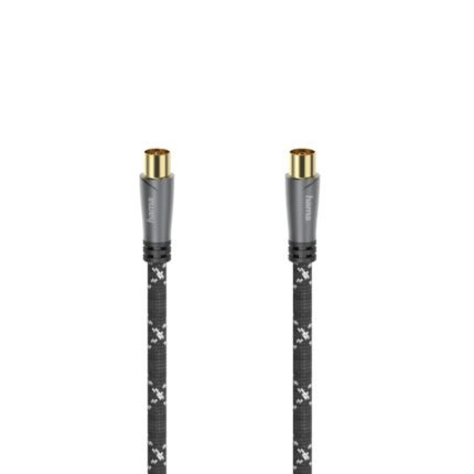 Cavo coassiale per antenna Hama Prime maschio/femmina - Lunghezza 3 m - Terminali placcati in oro - Schermatura 120 dB - Impedenza 75 Ohm - Colore nero e grigio