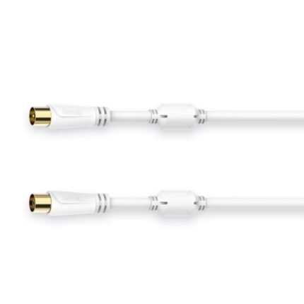 5 m - Terminali placcati in oro - Tripla schermatura - Schermatura 100 dB - Impedenza 75 Ohm - Colore bianco
