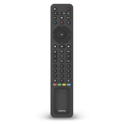 Telecomando Hama per TV - Universale - Pannello solare di ricarica - Portata 10 m - 43 pulsanti - Accesso diretto allo streaming - Consente 8 dispositivi simultanei - 23