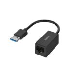 Hama Essential Adattatore di rete - USB-A maschio - Ethernet RJ45 femmina - Velocità fino a 1 Gbit/s - Colore nero