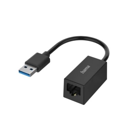 Hama Essential Adattatore di rete - USB-A maschio - Ethernet RJ45 femmina - Velocità fino a 1 Gbit/s - Colore nero