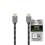 Cavo HDMI 8K maschio Hama Prime - Certificato - Lunghezza 2 m - Supporta eARC - Terminali placcati in oro - Ethernet - Velocità fino a 48 Gbps - Doppia schermatura - Colore nero e grigio