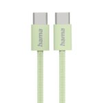 Cavo USB-C maschio Hama Fabric - Potenza massima 60 W - Lunghezza 1 m - Nylon - Velocità fino a 480 Mbps - Schermato - Colore verde pastello