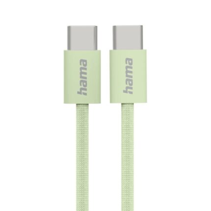 Cavo USB-C maschio Hama Fabric - Potenza massima 60 W - Lunghezza 1 m - Nylon - Velocità fino a 480 Mbps - Schermato - Colore verde pastello