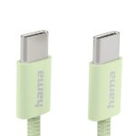 Cavo USB-C maschio Hama Fabric - Potenza massima 60 W - Lunghezza 1 m - Nylon - Velocità fino a 480 Mbps - Schermato - Colore verde pastello - immagine 2