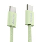 Cavo USB-C maschio Hama Fabric - Potenza massima 60 W - Lunghezza 1 m - Nylon - Velocità fino a 480 Mbps - Schermato - Colore verde pastello - immagine 3