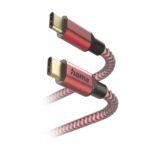 Cavo USB-C maschio riflettente Hama - Potenza massima 60 W - Lunghezza 1,5 m - Nylon - Velocità fino a 480 Mbps - Placcato in oro - Colore rosso - immagine 3
