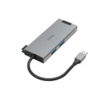Hama Essential Hub USB 3.2 - Potenza massima 100 W - Cavo USB-C integrato da 15 cm - LAN Ethernet 1 Gbps - HDMI 4K - USB-C - 2x USB-A - Power Delivery - Colore grigio - immagine 2