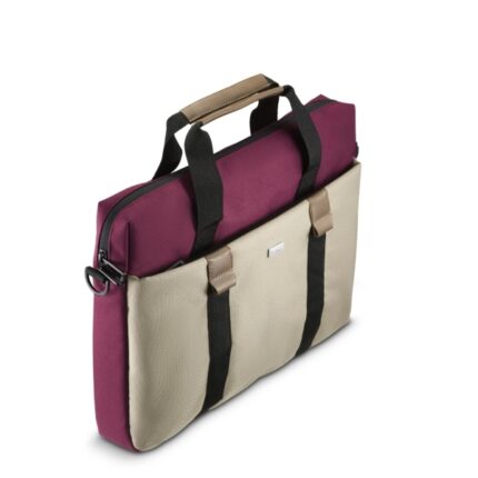 1" - Poliestere riciclato - Tasca frontale - Interno imbottito - 39x5x31cm - Colore beige e bordeaux