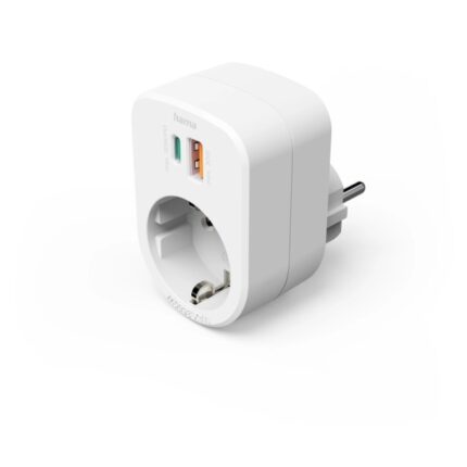 Hama Ciabatta con 3 prese - Potenza massima 3680 W - 1x Schuko - 1x USB-C - 1x USB-A - Power Delivery - Colore bianco