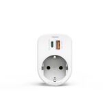 Hama Ciabatta con 3 prese - Potenza massima 3680 W - 1x Schuko - 1x USB-C - 1x USB-A - Power Delivery - Colore bianco - immagine 2