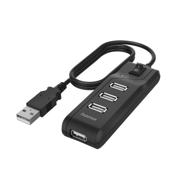 Hama Essential Hub USB 2.0 - Cavo USB-A integrato da 1 Hama Essential Hub USB 2.0 - Cavo USB-A integrato da 1
