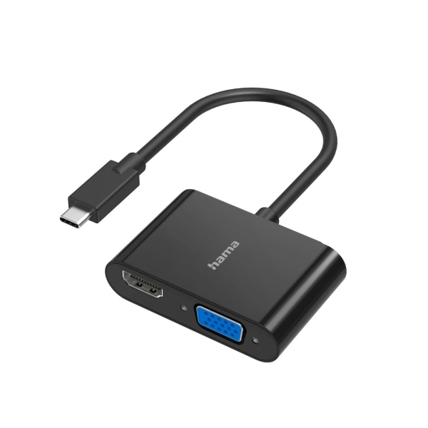 Hama Essential Adattatore video 2 in 1 - Ingresso USB-C maschio - Uscita VGA e HDMI femmina - Colore nero Hama Essential Adattatore video 2 in 1 - Ingresso USB-C maschio - Uscita VGA e HDMI femmina - Colore nero