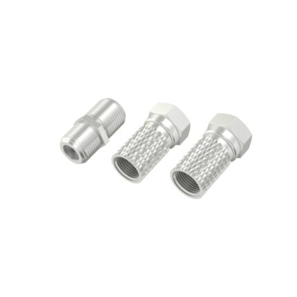 Hama Essential Set di adattatori per cavo antenna - 2 connettori F femmina - Connettore di unione F maschio maschio - Colore argento
