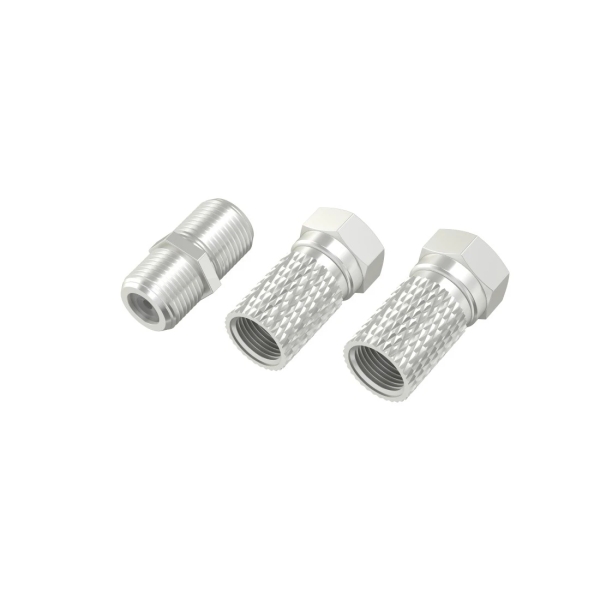 Hama Essential Set di adattatori per cavo antenna - 2 connettori F femmina - Connettore di unione F maschio maschio - Colore argento Hama Essential Set di adattatori per cavo antenna - 2 connettori F femmina - Connettore di unione F maschio maschio - Colore argento