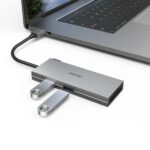 Hama Essential Hub USB 3.2 - Potenza massima 100 W - Cavo USB-C integrato da 15 cm - Power Delivery - Scheda SD - Scheda Micro-SD - HDMI 4K - USB-C - 4x USB-A - Colore grigio - immagine 4