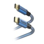 Cavo USB-C maschio riflettente Hama - Potenza massima 60 W - Lunghezza 1,5 m - Nylon - Velocità fino a 480 Mbps - Placcato in oro - Colore blu - immagine 3
