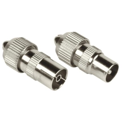 Hama Essential Set di connettori coassiali - Maschio e femmina - Adatto per cavi da 5 a 7 mm - Fissaggio con vite - Colore argento