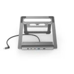 Hama Essential Hub USB 3.2 con funzione di supporto - Potenza massima 100 W - Cavo USB-C da 40 cm - LAN Ethernet 1 Gbps - Jack 3,5 m - DisplayPort 4K - 4x USB-A - USB-C - 2x HDMI 4K - Power Delivery - Colore grigio - immagine 4
