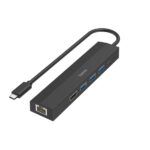 Hama Entry Hub USB 3.2 - Potenza massima 100 W - Cavo USB-C integrato da 15 cm - LAN Ethernet 1 Gbps - HDMI 4K - 3x USB-A - USB-C - Power Delivery - Colore nero