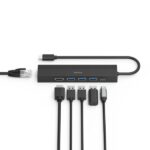 Hama Entry Hub USB 3.2 - Potenza massima 100 W - Cavo USB-C integrato da 15 cm - LAN Ethernet 1 Gbps - HDMI 4K - 3x USB-A - USB-C - Power Delivery - Colore nero - immagine 3