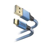 Cavo USB riflettente Hama - Lunghezza 1,5 m - USB-A maschio - USB-C maschio - Nylon - Velocità fino a 480 Mbps - Placcato in oro - Colore blu - immagine 3