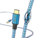 Cavo USB riflettente Hama - Lunghezza 1,5 m - USB-A maschio - USB-C maschio - Nylon - Velocità fino a 480 Mbps - Placcato in oro - Colore blu - immagine 4