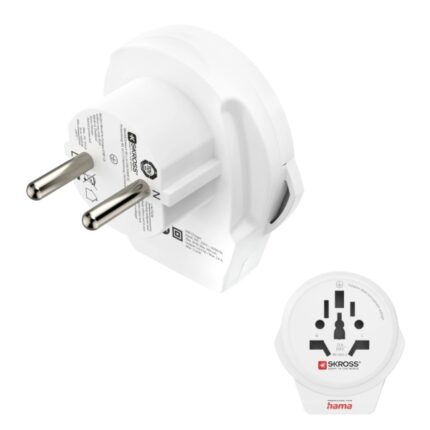 Adattatore da viaggio Hama Presa tipo E e Schuko - Potenza fino a 2500 W - Femmina universale - Tensione 100-250 V - Colore bianco