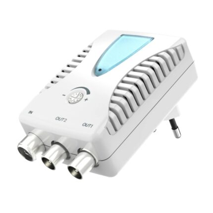 Hama Essential Amplificatore per cavo a banda larga - Catv - Amplificazione 22dB - Attenuazione 13dB - Doppia uscita - Colore bianco