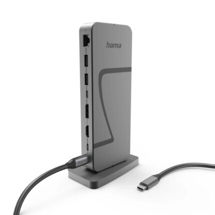 Hama Essential Hub USB 2.0/3.2 - Potenza massima 140 W - Cavo USB-C da 40 cm - LAN Ethernet 2