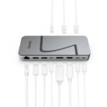 Hama Essential Hub USB 2.0/3.2 - Potenza massima 140 W - Cavo USB-C da 40 cm - LAN Ethernet 2,5 Gbps - DisplayPort 8K - HDMI 4K - 3x USB-C - 4x USB-A - Colore grigio - immagine 3