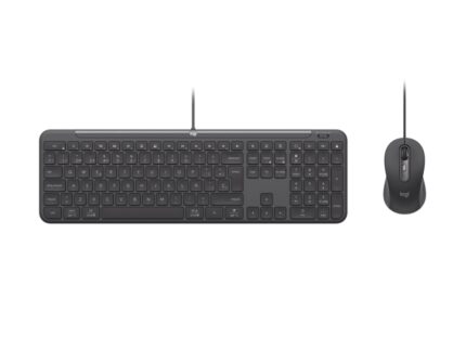 Logitech Signature Slim MK620 Combo Pack Tastiera + Mouse USB - Poggiapiedi - Mouse ambidestro 4000 DPI con SmartWheel - Tasti di accesso rapido e IA - Colore grafite