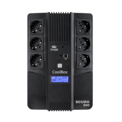 Coolbox Scudo3 SAI 800VA 480W - 6x Schukos - USB - 2x RJ45 - Protezione completa contro picchi di tensione e interruzioni di corrente - Display LCD