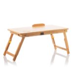 Innovagoods Lapwood Supporto per laptop in bambù - Pieghevole - Inclinazione regolabile - Cassetto - Sottobicchiere - 53,5x21-27x34 cm - Colore legno - immagine 3