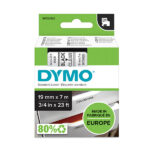 Dymo LM D1 45800 Nastro originale per etichettatrice - Testo bianco su sfondo nero - Larghezza 19 mm x Lunghezza 7 m