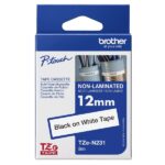 Brother TZEN231 Nastro non laminato originale - Testo nero su sfondo bianco - Larghezza 12 mm x 8 metri