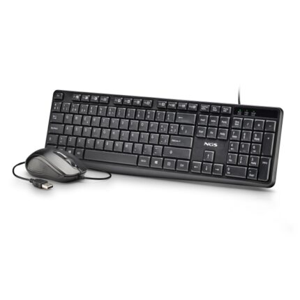 NGS Cocoa Kit V2 Combo Tastiera + Mouse USB - Tastiera multimediale - Mouse 1000 dpi a 3 pulsanti - Utilizzo ambidestro - Colore nero
