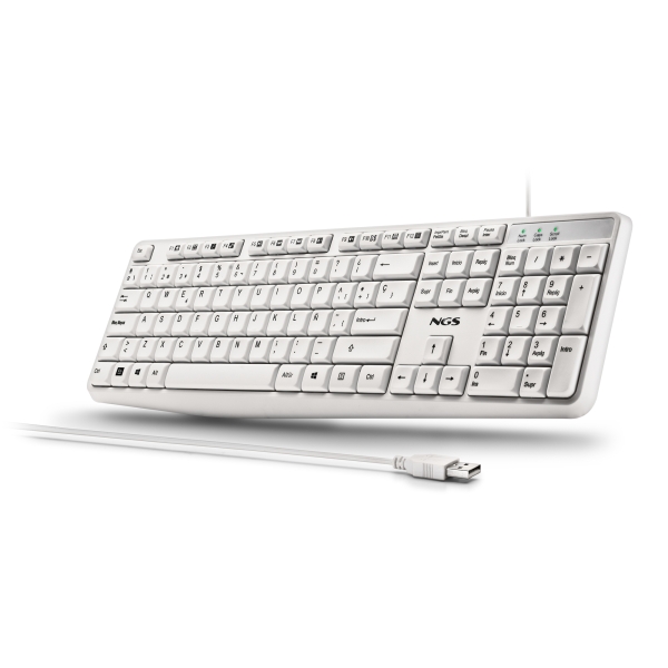 Tastiera USB NGS Heritage - 12 tasti multimediali - Connessione USB-A - Regolazione dell'inclinazione - Colore bianco