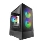 Mars Gaming MC-ONYX Minitower Micro-ATX/Mini-ITX - 3 ventole ARGB FDB da 120 mm - Vetro temperato - USB 3.0 - USB 2.0 - Audio - 4 slot di espansione - 34x20x39