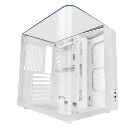 Mars Gaming MC-INFINIOLITE Case Tower ATX - Struttura a doppia camera - Vetro temperato curvo e superiore - USB-C - USB 3.0 - USB 2.0 - Audio HD - 355x293x350 mm - Colore bianco