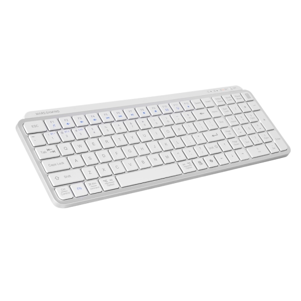 Mars Gaming MK-SILENKEYS Tastiera completa wireless - Bluetooth - Disposizione QWERTY ES - 720mAh - Tasti silenziosi a profilo ribassato - Tasti di scelta rapida - 384x132x24mm - Colore bianco
